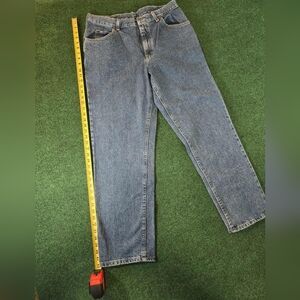 Vintage Lee Jeans 205-5544 Union Made in USA 38x32 Regular Straight Fit Med Wash